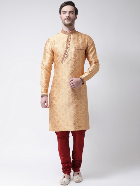 

SG LEMAN Men Orange & Red Self Design Kurta with Pyjamas