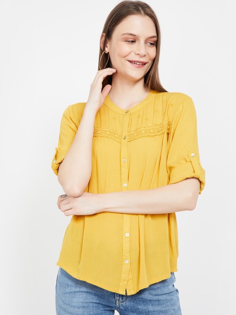 

Fame Forever by Lifestyle Women Mustard Yellow Solid Shirt Style Top