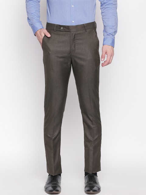 

Solemio Men Brown Regular Fit Solid Formal Trousers