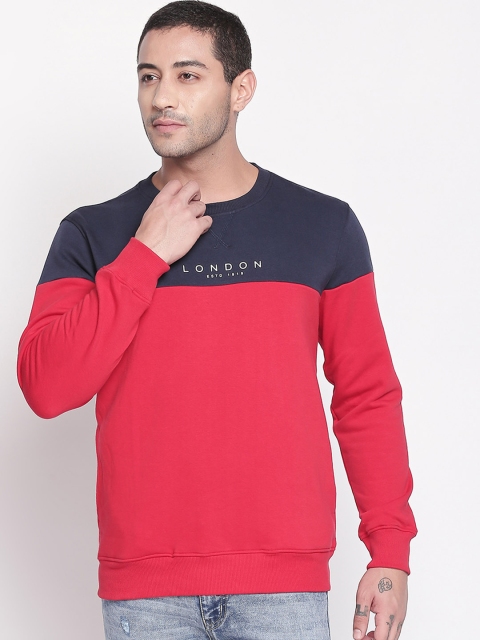 

BYFORD by Pantaloons Men Pink & Blue Colourblocked Sweatshirt