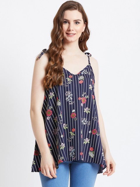 

AkaAyu Women Blue Printed A-Line Top