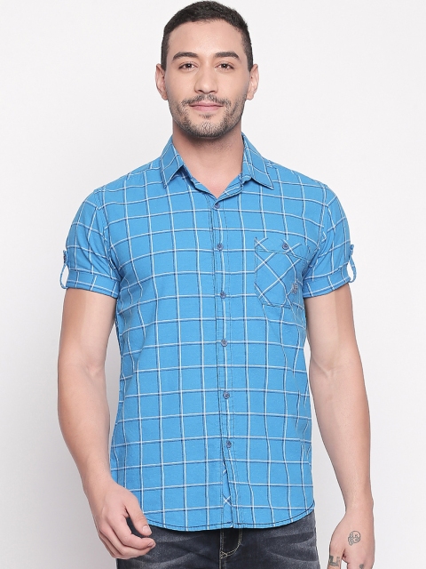 

Mufti Men Blue Slim Fit Checked Casual Shirt