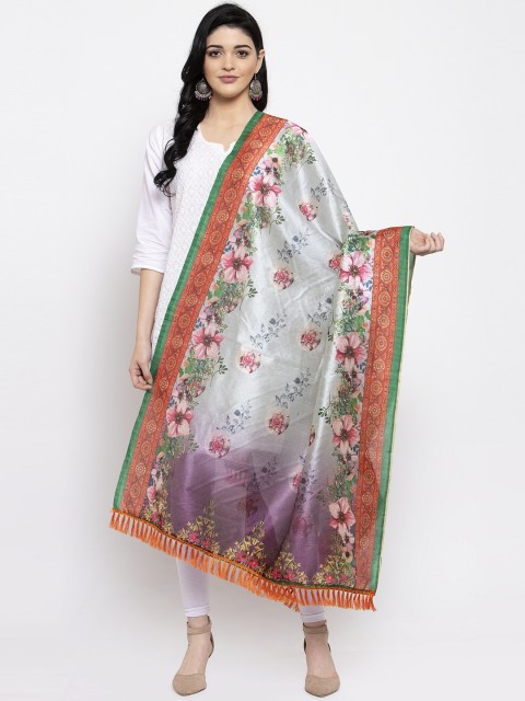 

Clora Creation Green & Pink Digital Printed Dupatta