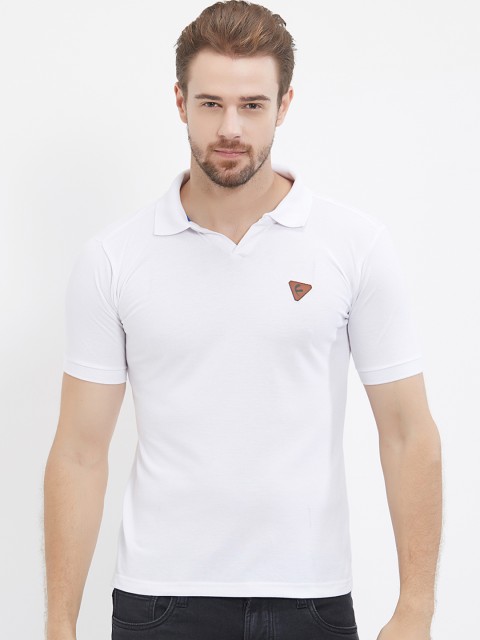 

FiTZ Men White Solid Polo Collar T-shirt