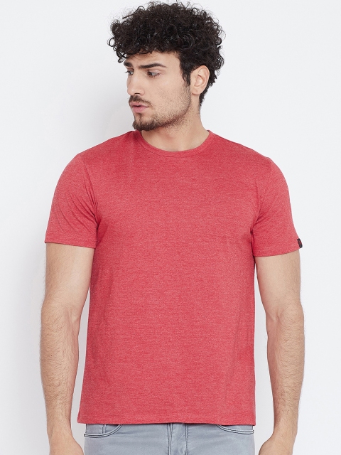 

LE BOURGEOIS Men Orange Solid Round Neck T-shirt