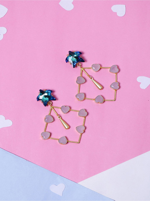 

NITAARA Green & Gold-Plated Contemporary Drop Earrings