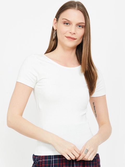 

Ginger by Lifestyle Women White Solid Top