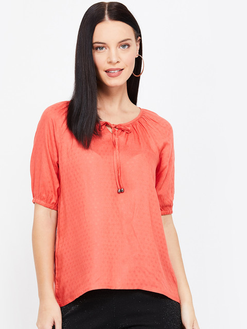 

Fame Forever by Lifestyle Women Coral Red Printed Top