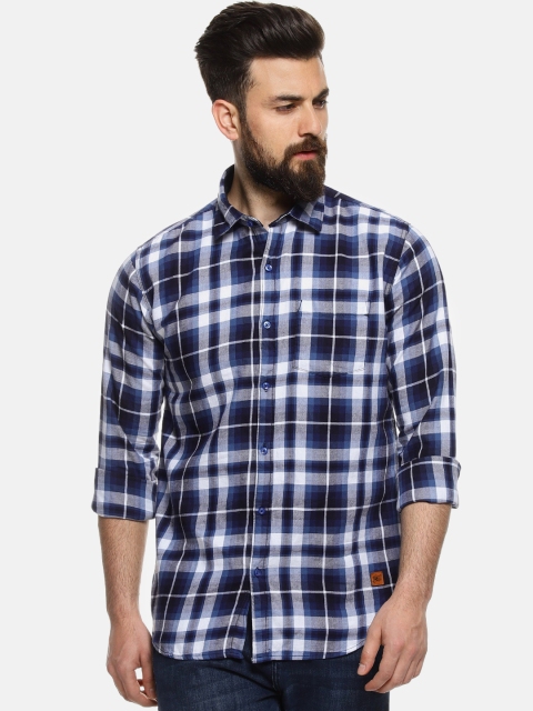 

Campus Sutra Men Blue & White Regular Fit Checked Casual Shirt
