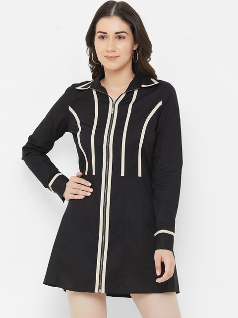 

bebe Women Black & White Solid Shirt Dress
