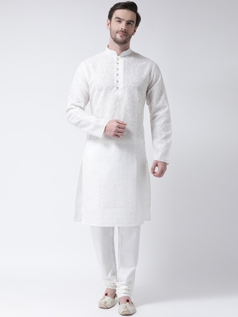 

SG LEMAN Men Off-White Printed Kurta with Churidar