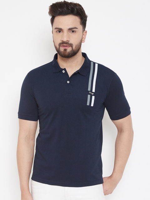 

Plagg Men Navy Blue Solid Polo Collar T-shirt