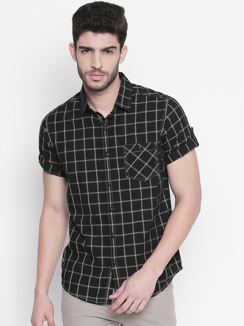 

Mufti Men Black Slim Fit Checked Casual Shirt