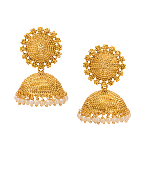 

Adwitiya Collection Gold-Plated Dome Shaped Jhumkas
