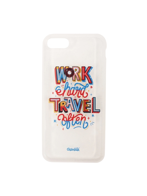 

Chumbak Transparent & White Work Hard Travel Often iPhone 7 and SE Case Cover, Multi