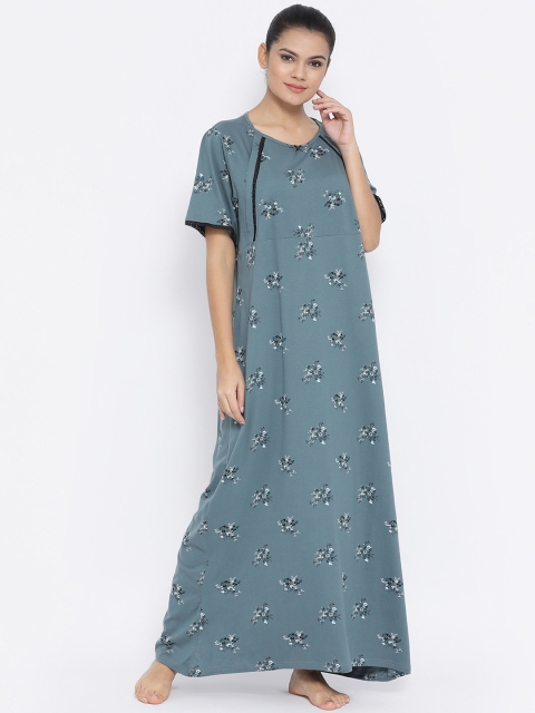 

Kanvin Blue Printed Maternity Nightdress