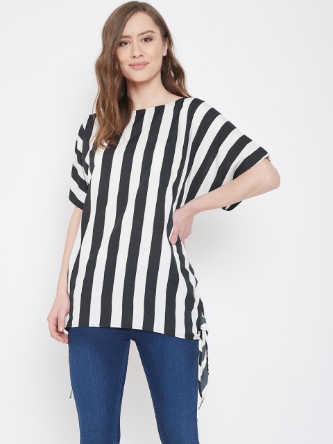 

Ruhaans Women Black & White Striped Top