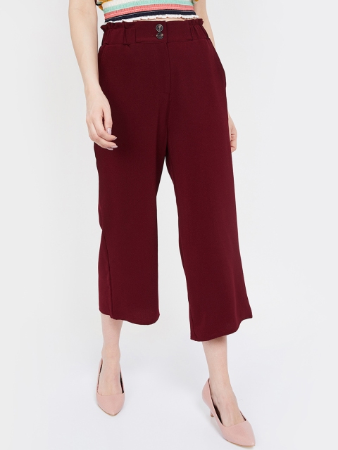 

Ginger by Lifestyle Women Burgundy Regular Fit Solid Culottes