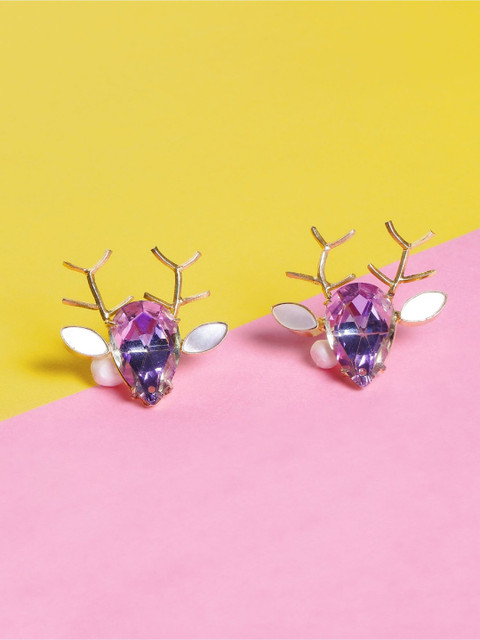 

NITAARA Gold-Plated & Pink Handcrafted Animal Shaped Studs