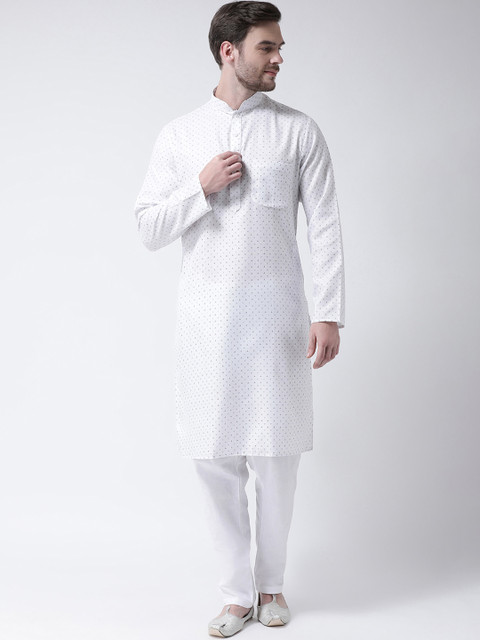 

SG LEMAN Men White Printed Kurta with Pyjamas