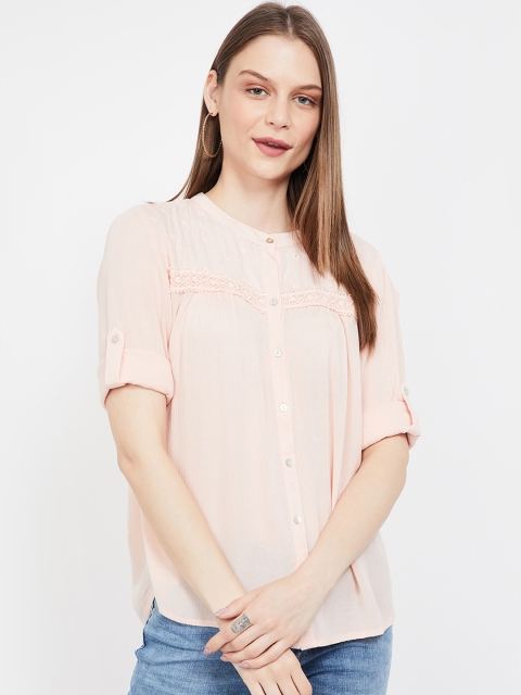 

Fame Forever by Lifestyle Women Peach-Coloured Solid Shirt Style Top