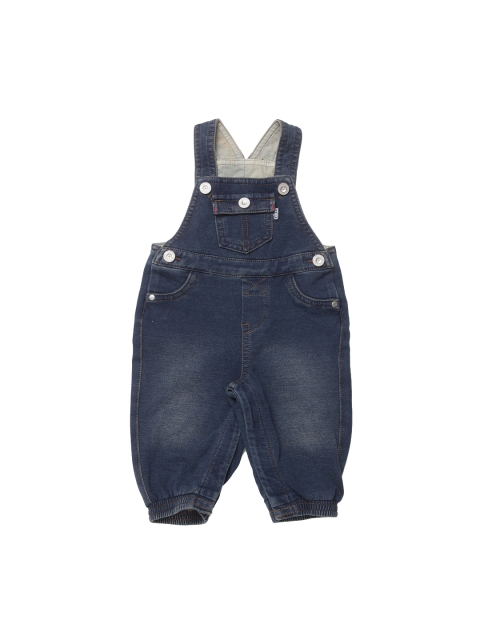 

Chicco Infant Boys Blue Solid Straight-Leg Denim Dungaree