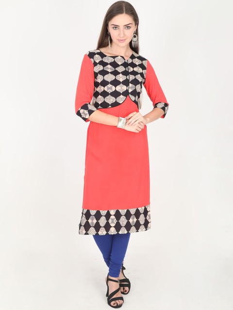 

Rasada Women Pink Printed Straight Kurta