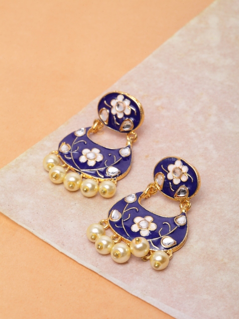 

Infuzze Blue & Gold-Toned Classic Drop Earrings
