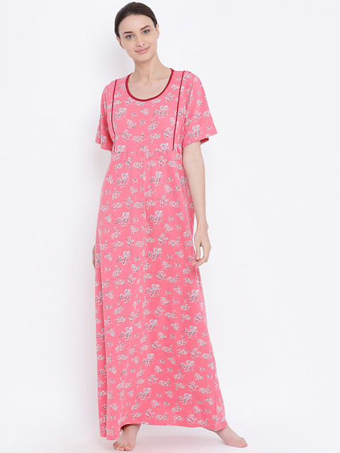 

Kanvin Women Pink Printed Maternity Nightdress