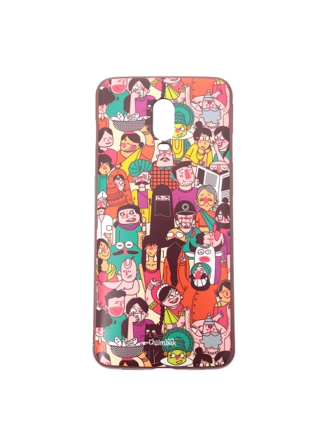 

Chumbak Pink & Orange Colourful Faces OnePlus 6T Case Cover