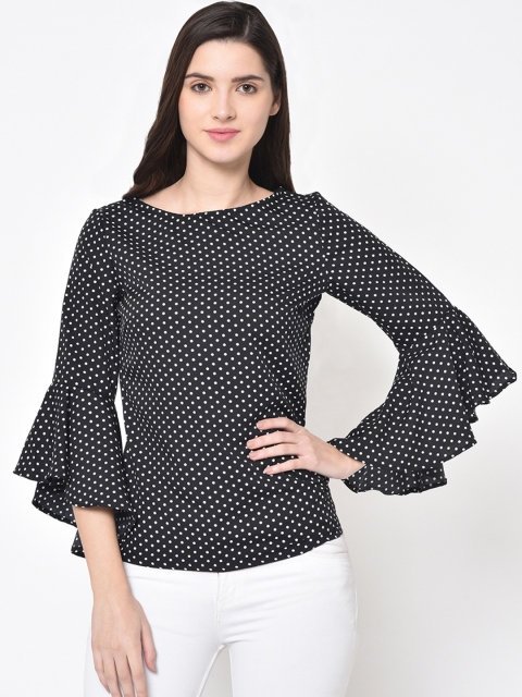

PHWOAR Women Black & White Printed Top