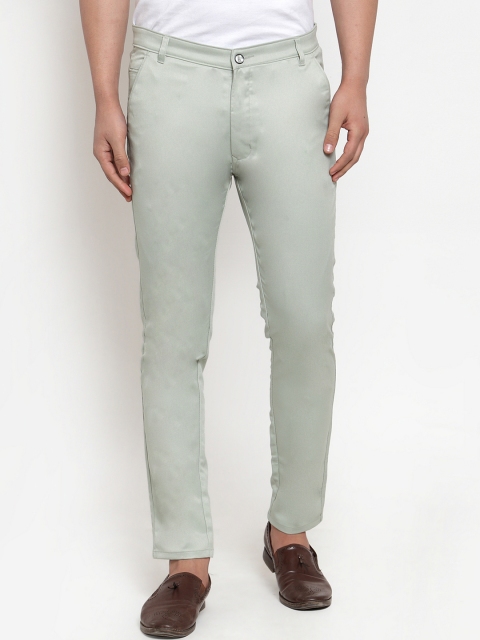 

JAINISH Men Green Smart Slim Fit Solid Regular Trousers