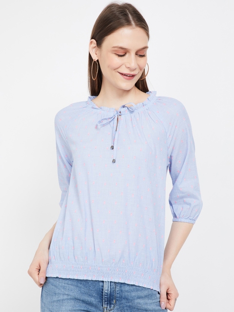 

Fame Forever by Lifestyle Women Blue Self Design Blouson Top