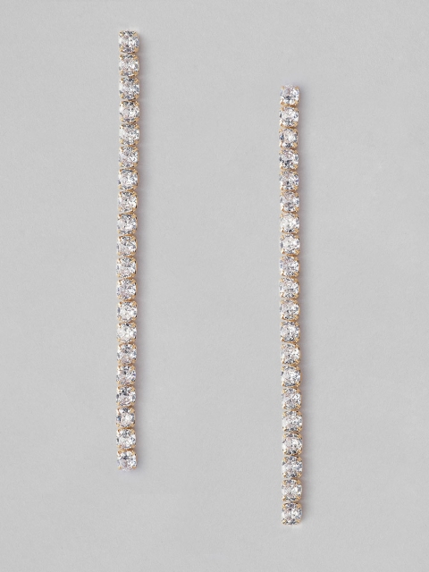 

Rubans White & Gold-Plated Handcrafted Geometric Drop Earrings