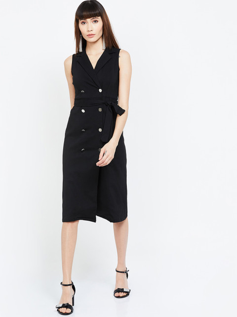 

CODE by Lifestyle Women Black Solid Shirt Dress