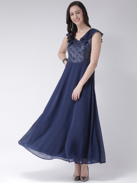 

Latin Quarters Women Navy Blue Embellished Maxi Dress