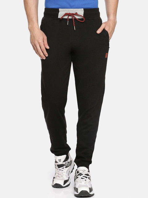 

F A S O Men Black Solid Organic Cotton Joggers