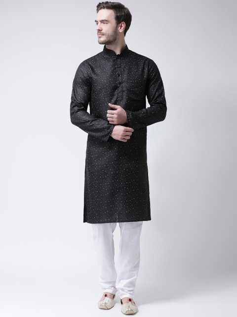 

SG LEMAN Men Black & White Printed Kurta with Pyjamas