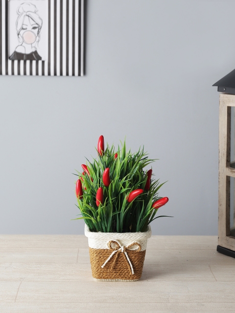 

FOLIYAJ Green & Red Artificial Chilly Plant With Pot