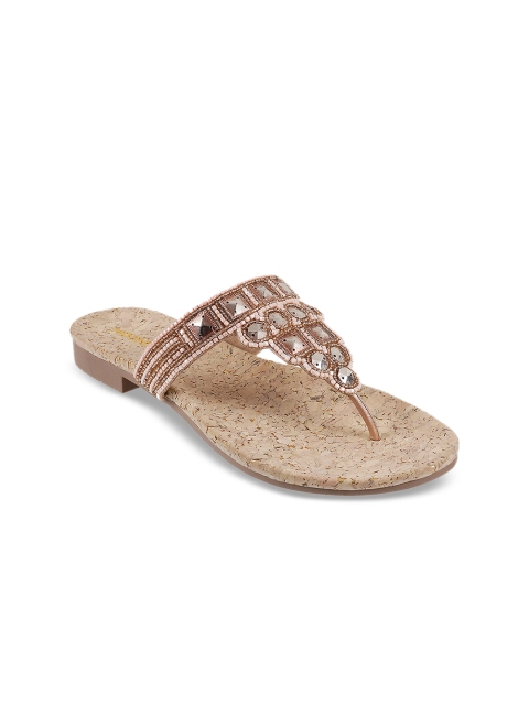

Mochi Women Beige Embellished Open Toe Flats