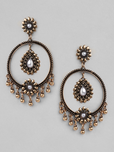 

Rubans Gold-Plated Handcrafted Chandbali Classic Drop Earrings