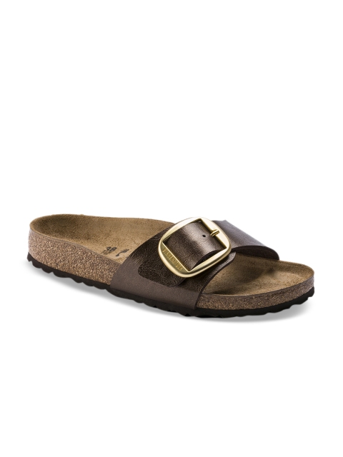 

Birkenstock Women Brown Solid Madrid Birko-Flor Open Toe Narrow Width Flats