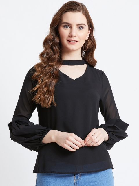 

AkaAyu Women Black Solid Top