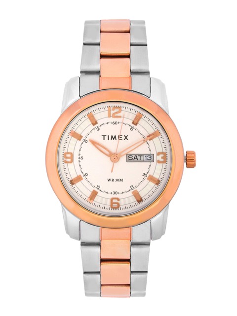 

Timex Men Silver-Toned & Rose Gold Analogue Watch TWEG15307