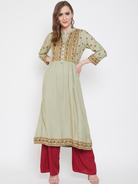 

Prakhya Women Green & Maroon Printed Kurta with Palazzos