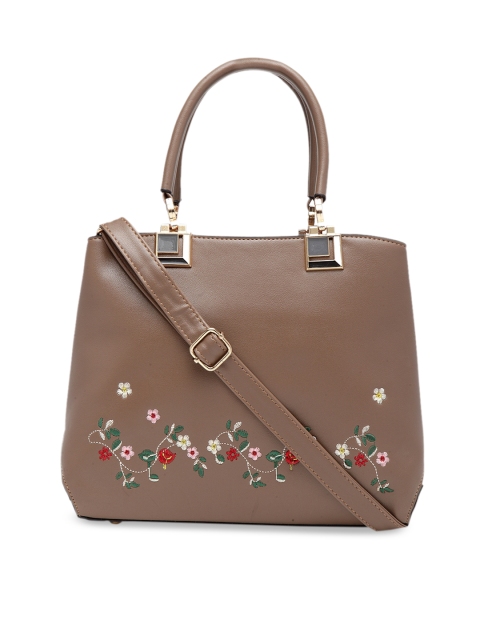 

Ladida Khaki Self Design Handheld Bag