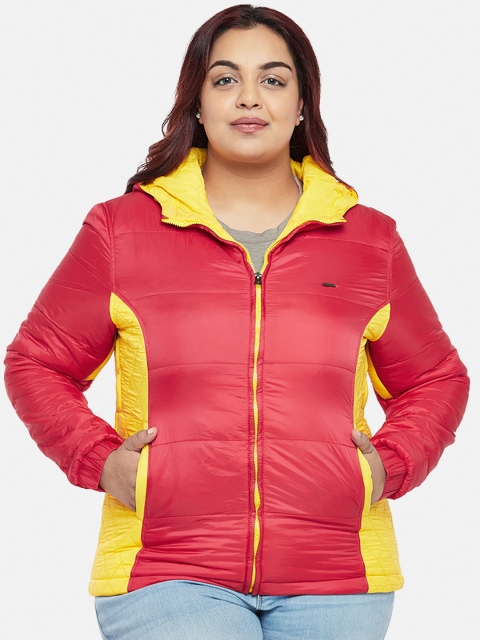 

Kosha Women Red Colourblocked Plus Size Lightweight Puffer Jacket