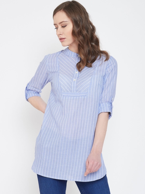 

Ruhaans Women Blue & White Striped Top