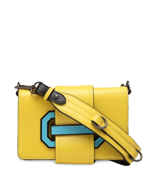 

Ladida Yellow & Blue Colourblocked Sling Bag