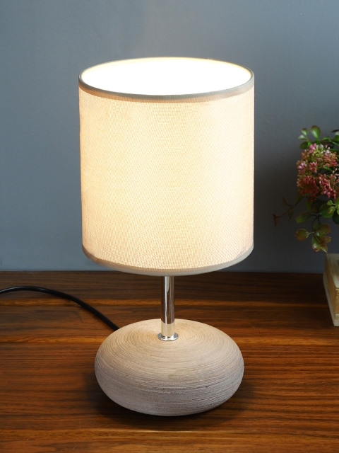 

House Of Accessories Beige Solid Contemporary Column Table Lamp with Shade